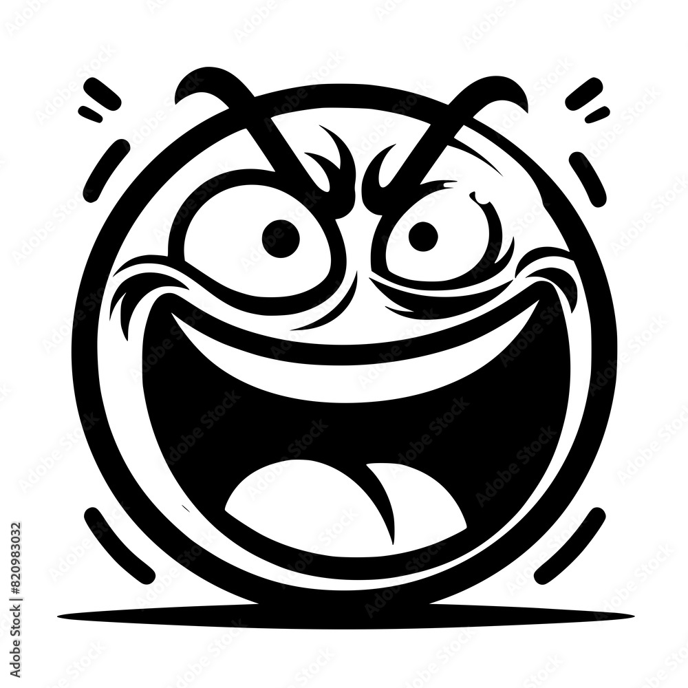 A crazy and funny smiley face in black and white, perfect for emotional expression illustrations, cartoons, humorous designs, and versatile creative projects A crazy and funny smiley face in black and white, perfect for emotional expression illustrations, cartoons, humorous designs, and versatile creative projects