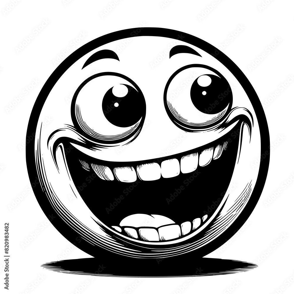 A crazy and funny smiley face in black and white, perfect for emotional expression illustrations, cartoons, humorous designs, and versatile creative projects A crazy and funny smiley face in black and white, perfect for emotional expression illustrations, cartoons, humorous designs, and versatile creative projects