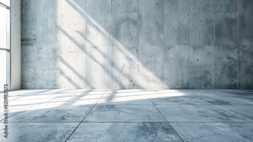 Bare Interior Space with Concrete Surface and Geometric Forms. Beautifully Lit Interior Environment. Corporate Business Background.