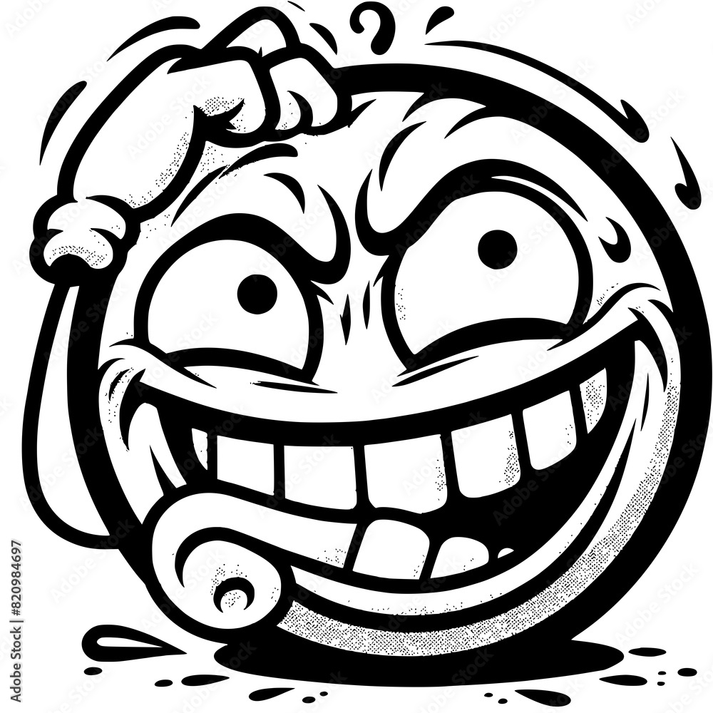 A crazy and funny smiley face in black and white, perfect for emotional expression illustrations, cartoons, humorous designs, and versatile creative projects A crazy and funny smiley face in black and white, perfect for emotional expression illustrations, cartoons, humorous designs, and versatile creative projects