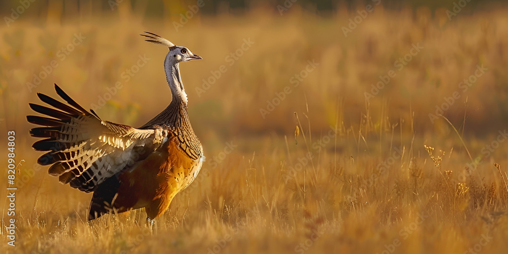 Fototapeta premium Dramatic Scene: Courtship during the Great Bustard Cock