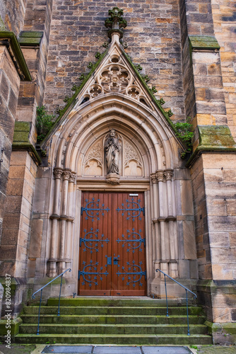 The portal of the Catholic church in Edenkoben in the Palatinate