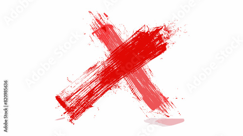 Hand-Drawn Red X Mark Isolated on White Background, Indicating Rejection, Failure, or Cancellation