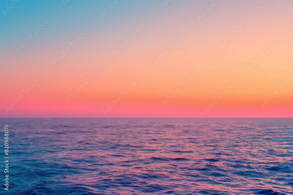 Sunset over Ocean, Vibrant Orange and Pink Hues, Serene Atmosphere