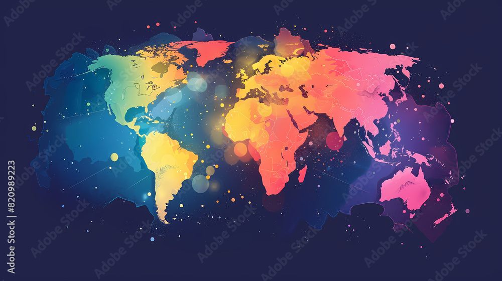 Fototapeta premium Dotted world map,color world map,Vector design illustration