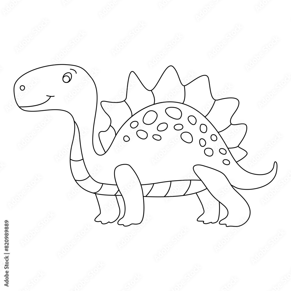 Charming illustration of a cute dinosaur in a hand drawn doodle style. Friendly and playful design for coloring. Charming illustration of a cute dinosaur in a hand drawn doodle style. Friendly and playful design for coloring.