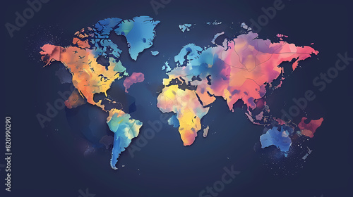 Dotted world map color world map Vector design illustration