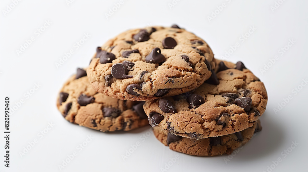 Chocolate chip cookies on white background Chocolate chip cookies on white background