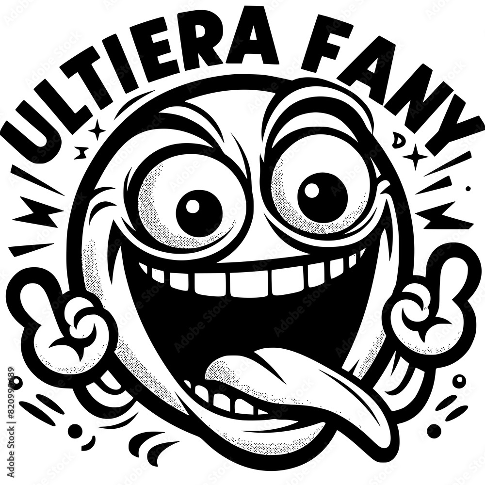 A crazy and funny smiley face in black and white, perfect for emotional expression illustrations, cartoons, humorous designs, and versatile creative projects A crazy and funny smiley face in black and white, perfect for emotional expression illustrations, cartoons, humorous designs, and versatile creative projects