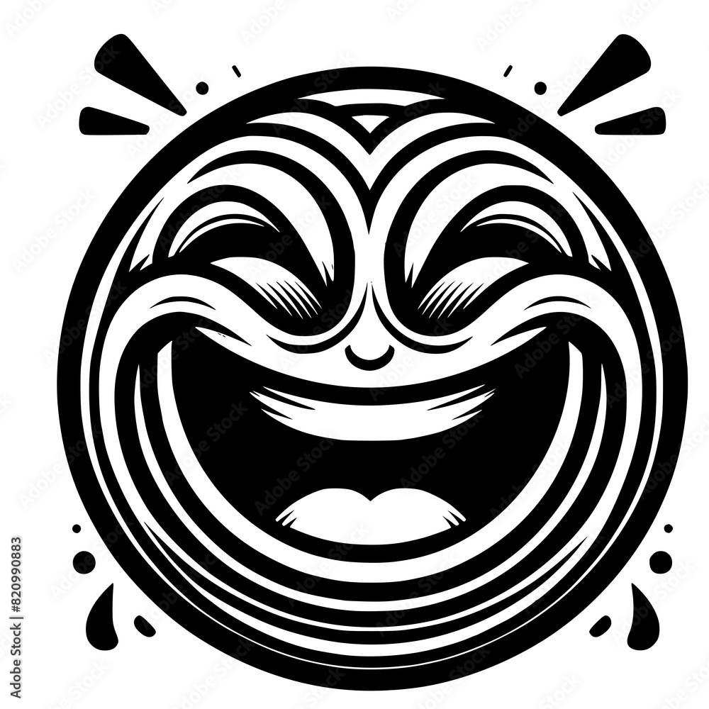 A crazy and funny smiley face in black and white, perfect for emotional expression illustrations, cartoons, humorous designs, and versatile creative projects A crazy and funny smiley face in black and white, perfect for emotional expression illustrations, cartoons, humorous designs, and versatile creative projects