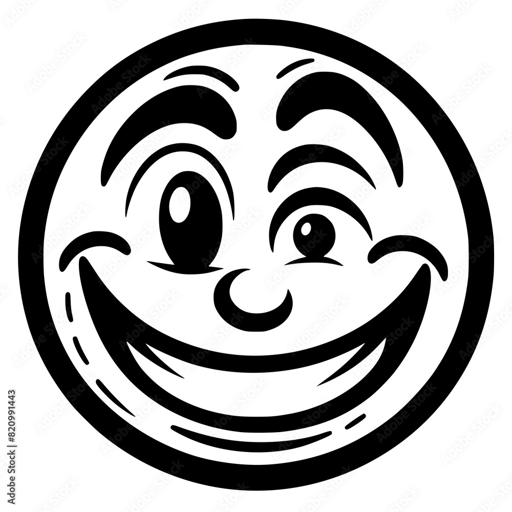A crazy and funny smiley face in black and white, perfect for emotional expression illustrations, cartoons, humorous designs, and versatile creative projects A crazy and funny smiley face in black and white, perfect for emotional expression illustrations, cartoons, humorous designs, and versatile creative projects
