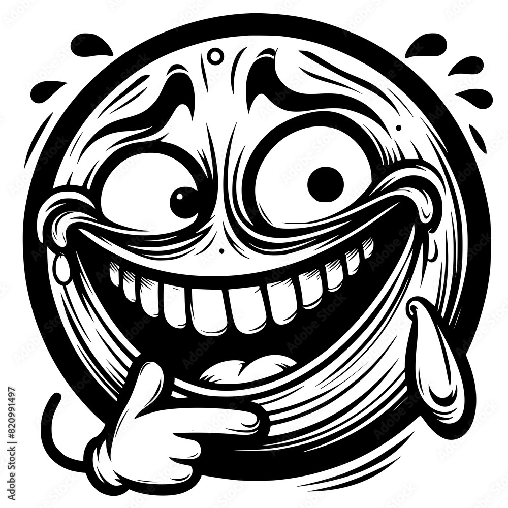 A crazy and funny smiley face in black and white, perfect for emotional expression illustrations, cartoons, humorous designs, and versatile creative projects A crazy and funny smiley face in black and white, perfect for emotional expression illustrations, cartoons, humorous designs, and versatile creative projects