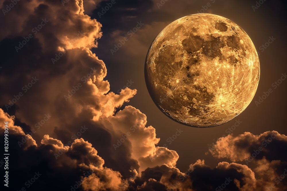 Obraz premium huge moon with cloudy environment by generative ai