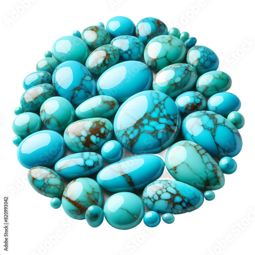 ai-generated item, rare, odd, brilliant turquoise cabochon with a sky blue color and smooth texture, commonly used in native ameri photo