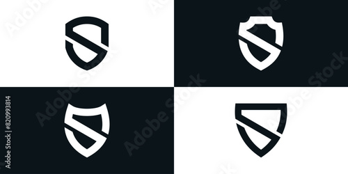 Letter s and shield logo collection. Premium Vector