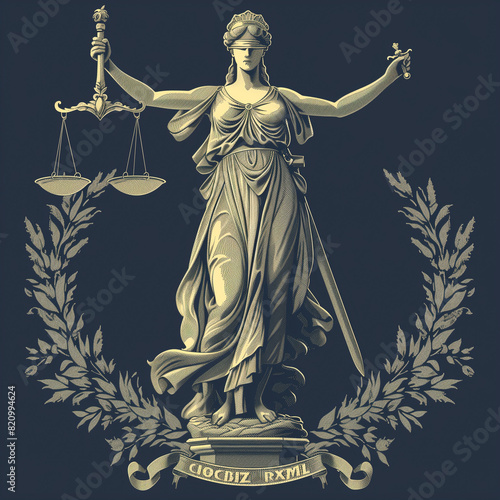 Lady Justice with Scales and Laurel Wreath