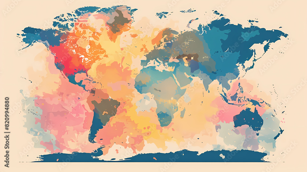 Naklejka premium Dotted world map,color world map,Vector design illustration