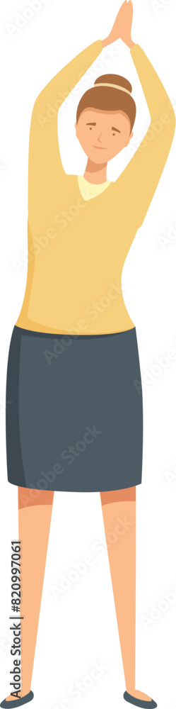 Illustration of a woman in business attire taking a yoga break to stretch and relax Illustration of a woman in business attire taking a yoga break to stretch and relax