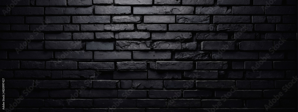 Black brick wall providing a dark design background