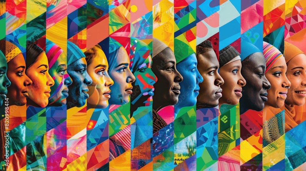 a vibrant photo collage showcasing portraits of multiracial and ...