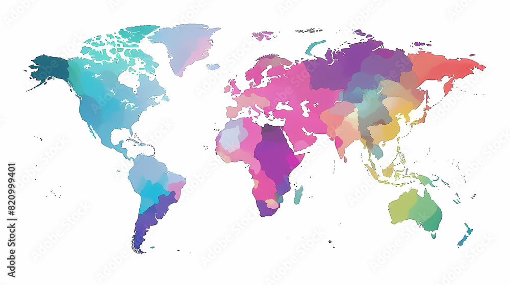 Naklejka premium Dotted world map,color world map,Vector design illustration