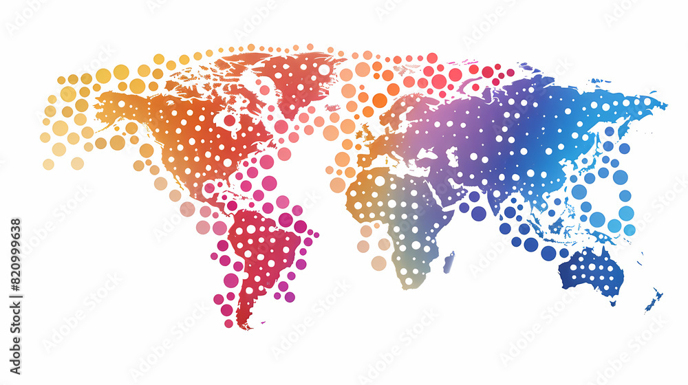 Fototapeta premium Dotted world map,color world map,Vector design illustration