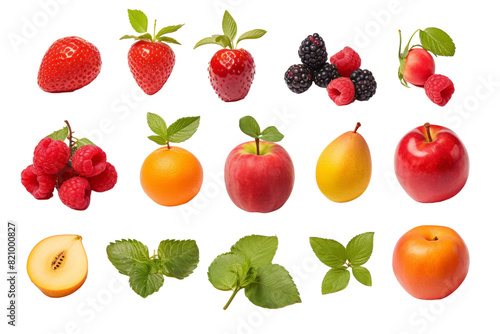 Fruity Art Collection Isolated on Transparent Background PNG