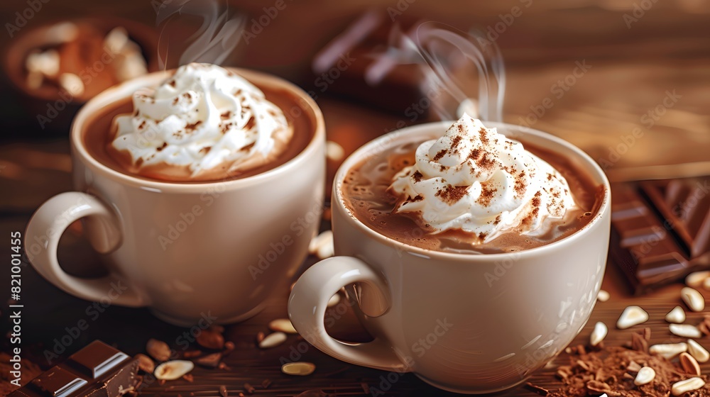 hot chocolate with whipped cream and a sprinkle of cocoa hot chocolate with whipped cream and a sprinkle of cocoa