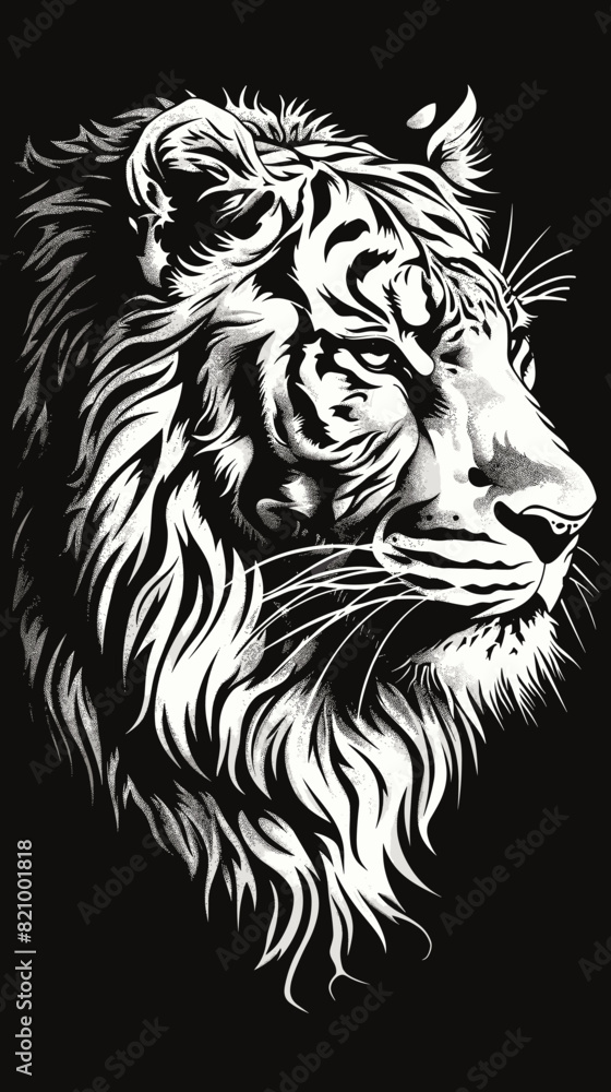 Tribal tiger head tattoo vector graphics black and white illustration Tribal tiger head tattoo vector graphics black and white illustration