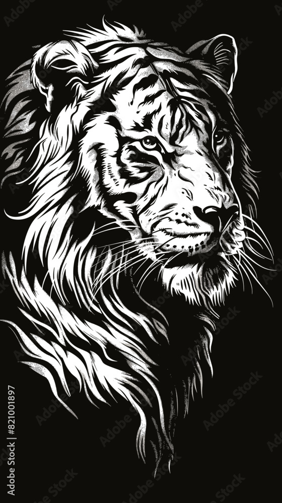 Tribal tiger head. Black and white vector illustration for tattoo or t-shirt design Tribal tiger head. Black and white vector illustration for tattoo or t-shirt design