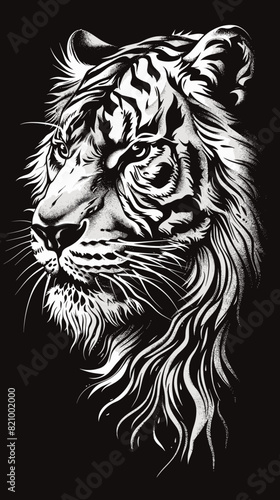 Tiger head vector illustration. Wild animal for tattoo or T-shirt design