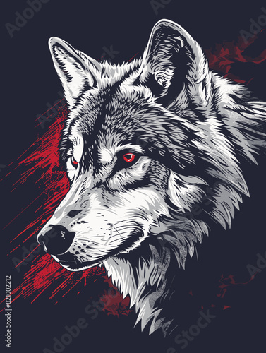 Wolf head vector illustration. Canis lupus wild animal portrait