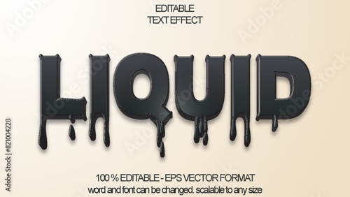 black liquid oil text effect style, editable text effect 