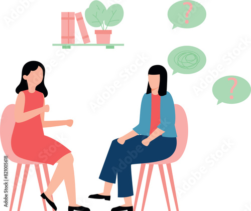 The girl is talking to a therapist.