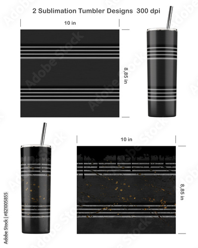 2 black Oil Drum patterns. Clean and Dirty style.. Seamless sublimation template for 20 oz skinny tumbler. Sublimation illustration. Seamless from edge to edge. Full tumbler wrap. photo