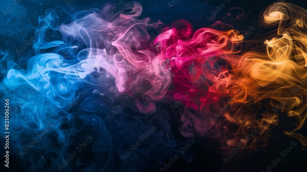 Abstract image of colorful cigarette smoke creating a mystical atmosphere. Abstract image of colorful cigarette smoke creating a mystical atmosphere.