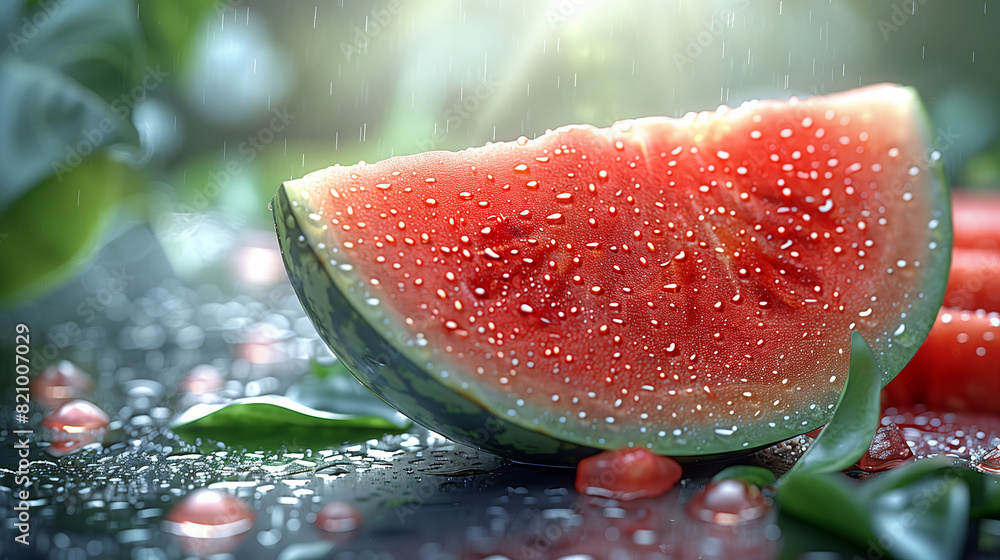 Ripe and juicy watermelon slice close-up. Ripe and juicy watermelon slice close-up.