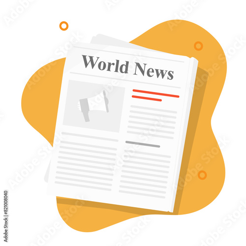 News paper daily icon vector graphic illustration, newspaper announcement symbol flat cartoon isolated cut out clip art image