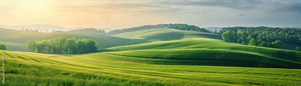 A picturesque landscape with rolling green hills.