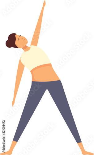 Digital illustration of a woman stretching in a yoga side bend pose