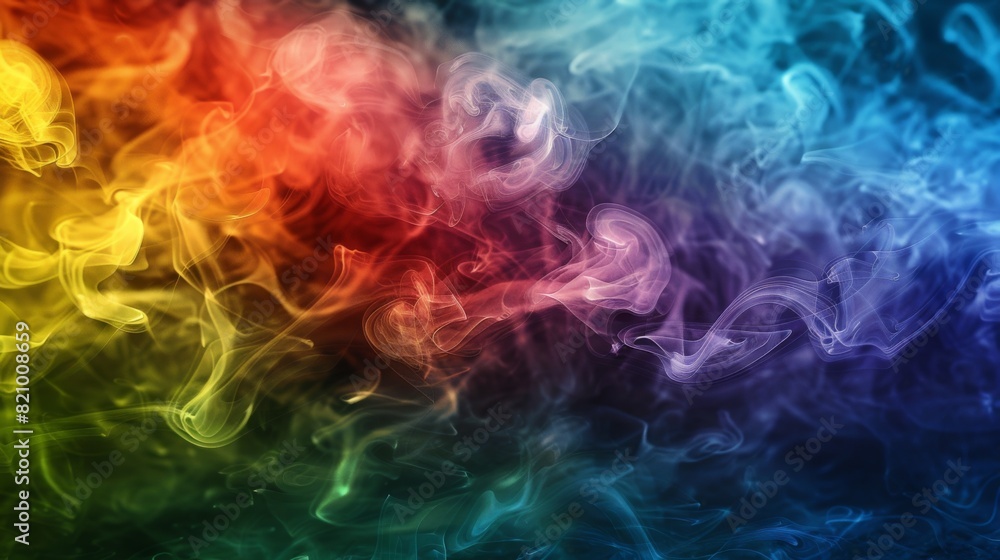 Artistic shot of cigarette smoke in rainbow colors blending together. Artistic shot of cigarette smoke in rainbow colors blending together.