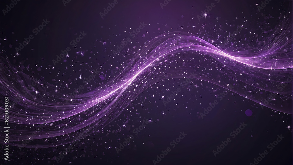 Fototapeta premium Abstract Purple and Black Wave With Sparkles on black background