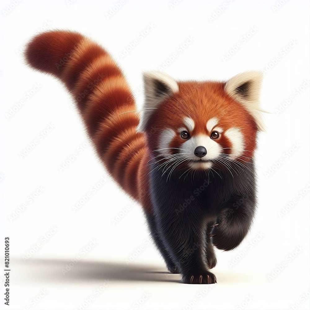red panda on white background