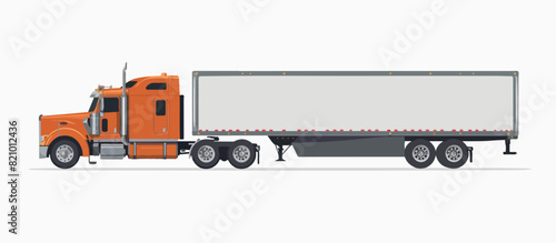 Illustration of a truck with a trailer. Freight transportation. Truck.