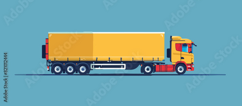 Illustration of a truck with a trailer. Freight transportation. Truck.