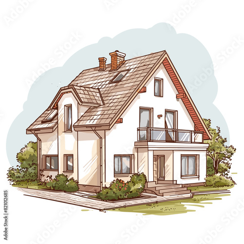 vector drawing of a house on a white background .Generative AI