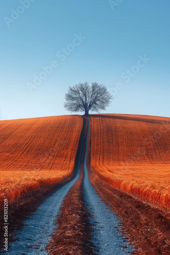 A treen on valley of orange hills. photo