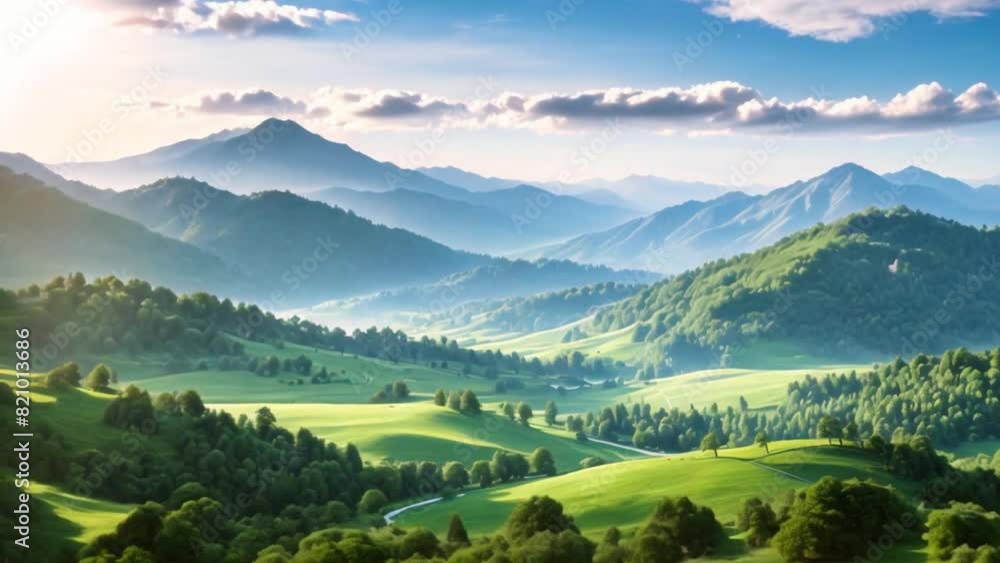 A mountain range with a clear blue sky and a few clouds A mountain range with a clear blue sky and a few clouds