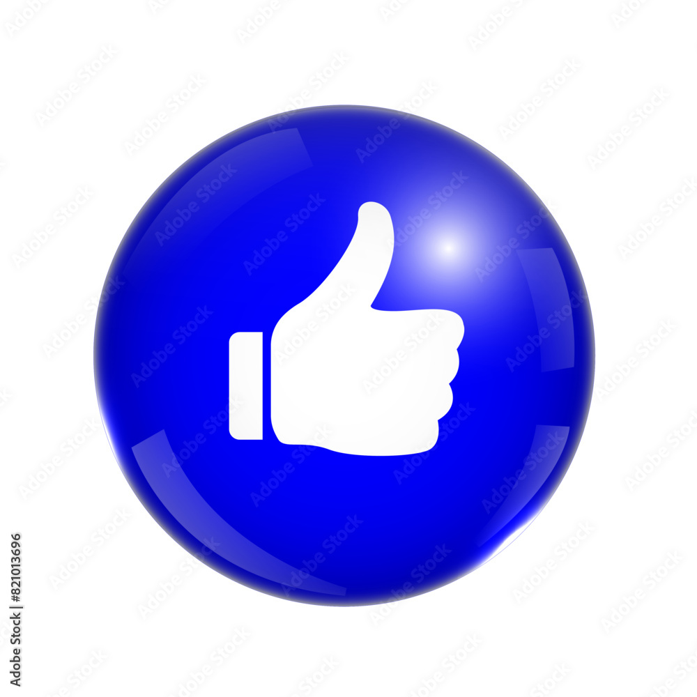 3d bubble with thumbs up. like illustration concept for social media 3d bubble with thumbs up. like illustration concept for social media