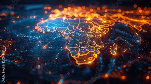 digital world map africa and asia concept of global network and connectivity high speed data transfer and cyber technology business exchange information.stock photo